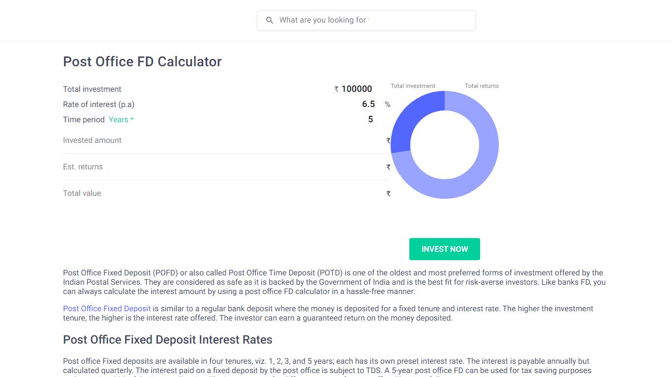 Post Office Fixed Deposit Calculator Online - Groww